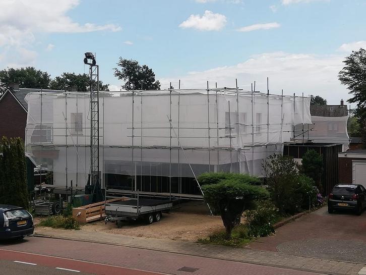 Gevelsteiger met lift - complete woning, Doe-het-zelf en Verbouw, Steigers, Gebruikt, Gevelsteiger, 5 meter of hoger, Ophalen