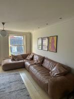 Goossens leren hoekbank (custom made) cognac, Ophalen, Gebruikt, Leer, ‘Lounge style’ Cognac kleurige custom made hoekbank van Goossens