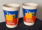 2 Van Nelle’s pakjes koffie (melk)bekers. Hoogte 10 cm., Overige typen, Ophalen of Verzenden, Zo goed als nieuw, Overige stijlen
