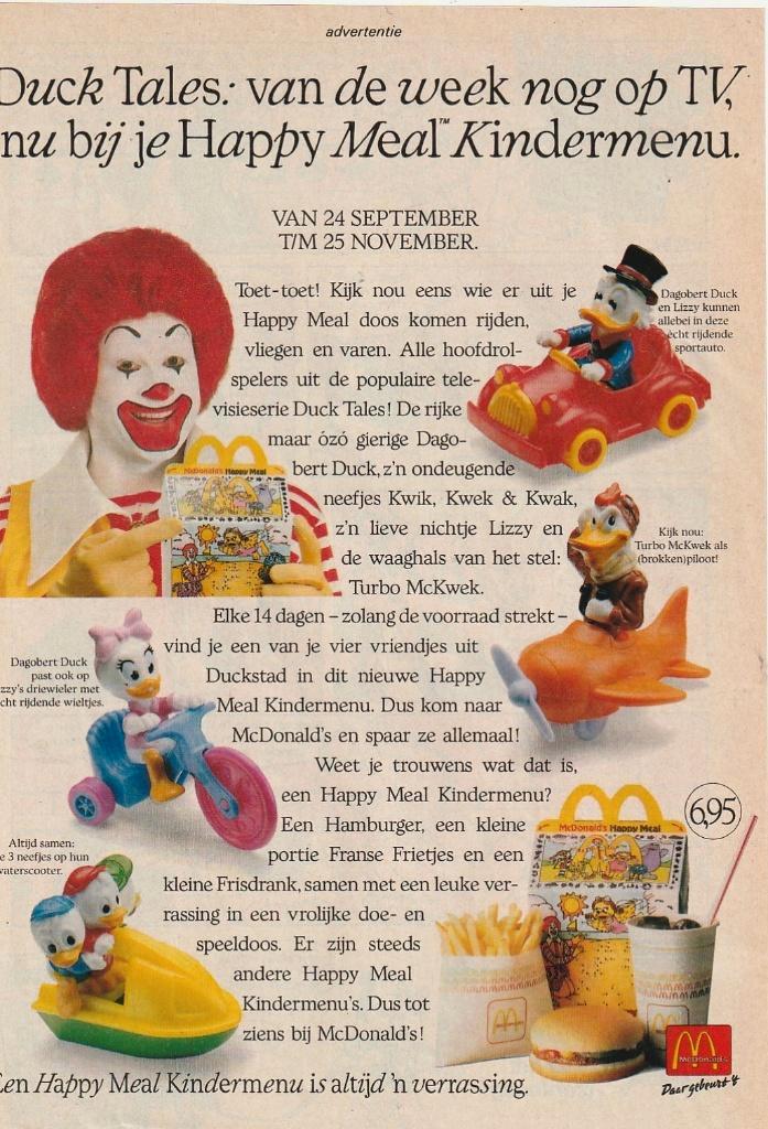 Retro reclame 1990 McDonald's Happy Meal Duck Tales Disney, Verzamelen, Retro, Overige typen, Verzenden