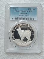 100 leva 1993 PCGS PR65 DCAM, Ophalen of Verzenden, Bulgarije, Losse munt, Zilver