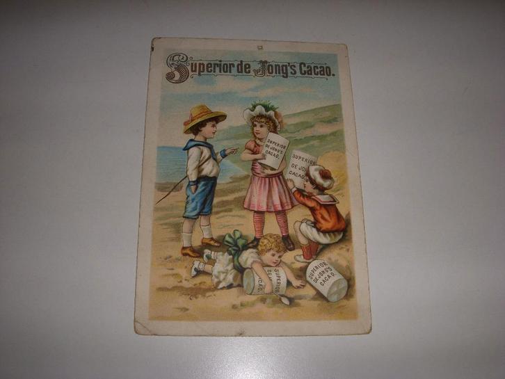 ZEER oud reclamekaartje De Jong's cacao Wormerveer +/-1900, Verzamelen, Merken en Reclamevoorwerpen, Gebruikt, Gebruiksvoorwerp