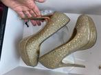 Gouden strass pumps - hoge hakken maat 38, Kleding | Dames, Schoenen, Ophalen of Verzenden, Zo goed als nieuw, Overige kleuren