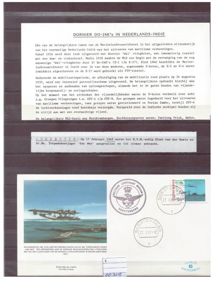 fdc s.v.m.l.m. Soesterberg 1987 nr 6 - met inlay scan 00309, Postzegels en Munten, Postzegels | Eerstedagenveloppen, Onbeschreven