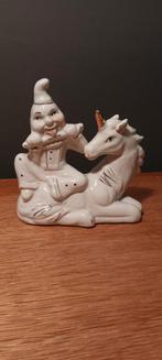 Unicorm, eenhoorn met een nar/kabouter op zijn rug, Antiek en Kunst, Ophalen of Verzenden