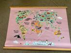 Leuk canvas doek met wereldkaart roze wereld, Ophalen of Verzenden, Zo goed als nieuw
