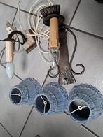 2 oude wandlampen met 3 dezelfde stoffen klemkapjes, Ophalen of Verzenden