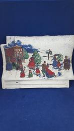 Vintage kerstdecoratie: stenen dakpan met kersttafereel. W3, Tweedehands verkoop, Tweedehands verkoop, Gebruikt, Ophalen of Verzenden