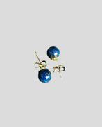 14K geelgouden Lapis Lazuli oorstekers 230029/3, Sieraden, Tassen en Uiterlijk, Oorbellen, Knopjes of Stekers, Goud, Blauw, Zo goed als nieuw
