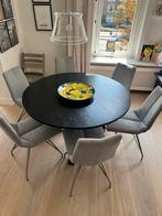 6 eetkamerstoelen grijs gemeleerd, Huis en Inrichting, Stoelen, Ophalen, Gebruikt, Vijf, Zes of meer stoelen, Stof
