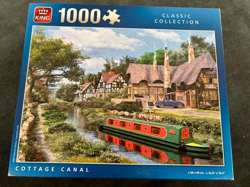 Puzzel King 1000 stukjes “Cottage Canal”, Hobby en Vrije tijd, Denksport en Puzzels, Gebruikt, Ophalen of Verzenden