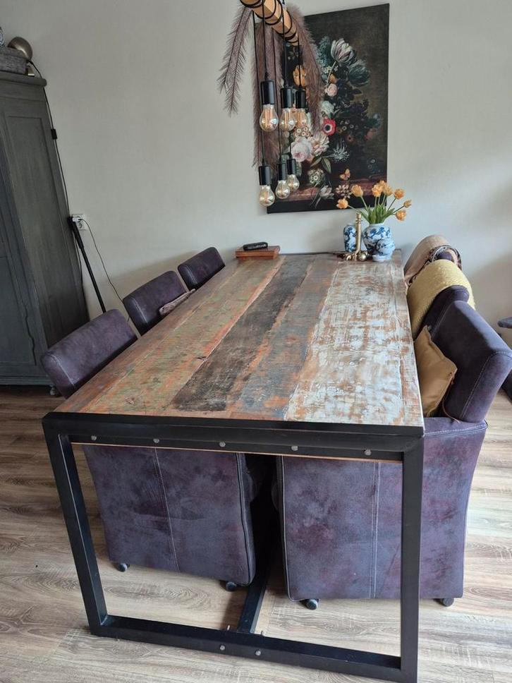 Boothout Eettafel - 220x100 - Zware Kwaliteit, Huis en Inrichting, Tafels | Eettafels, Ophalen