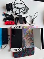 Nintendo Switch OLED wit + Extra's!, Spelcomputers en Games, Switch OLED, Gebruikt, Ophalen of Verzenden, Met 3 controllers of meer