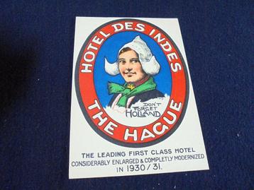 Den Haag. Hotel Des Indes. Lange Voorhout. Willy Sluiter.  beschikbaar voor biedingen