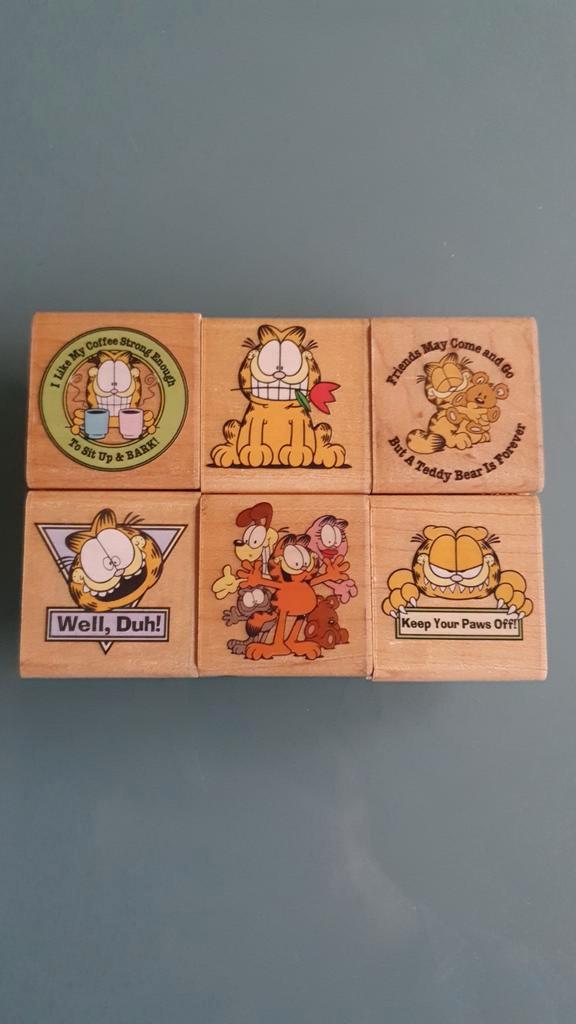6 Garfield Houten Stempels - Rubber Stampede, Hobby en Vrije tijd, Stempelen, Nieuw, Houten stempel, Ophalen of Verzenden