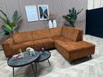 ZGAN Velvet Velours Hoekbank - Cognac - 270 x 205, Huis en Inrichting, Banken | Bankstellen, Ophalen, 250 tot 300 cm, -, -