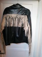 Nikkie stoere cowboy jas nep leer 36 fringes leopard, Kleding | Dames, Verzenden, Zwart, Zo goed als nieuw, Nikkie