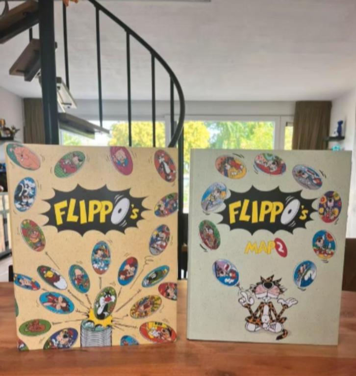 **Complete Flippo-mappen 1 en 2, netjes bewaard in doos!**, Verzamelen, Flippo's, Verzameling, Chester Cheetos, Looney Tunes, Ophalen of Verzenden
