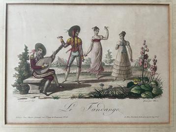 Le Fandango - zeer oud 1800-1820 Dans gravure beschikbaar voor biedingen