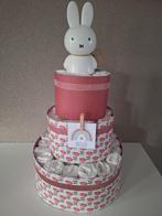 Luiertaart drielaags - Roze retro bloemen, Ophalen of Verzenden, Nieuw, Kraamcadeau