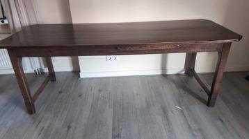 Antiek houten eettafel boerentafel met lade en uitschuifblad beschikbaar voor biedingen
