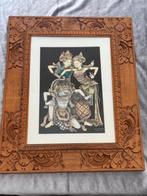 Prachtig Indonesisch-Balinees kunstwerk met houten lijst, Ophalen of Verzenden