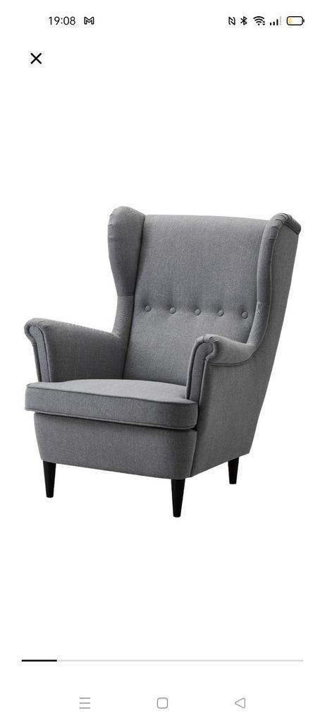 Ikea strandmon stoel grijs, stoel is nagenoeg nieuw. Hocker., Huis en Inrichting, Fauteuils, Zo goed als nieuw, 50 tot 75 cm, 75 tot 100 cm