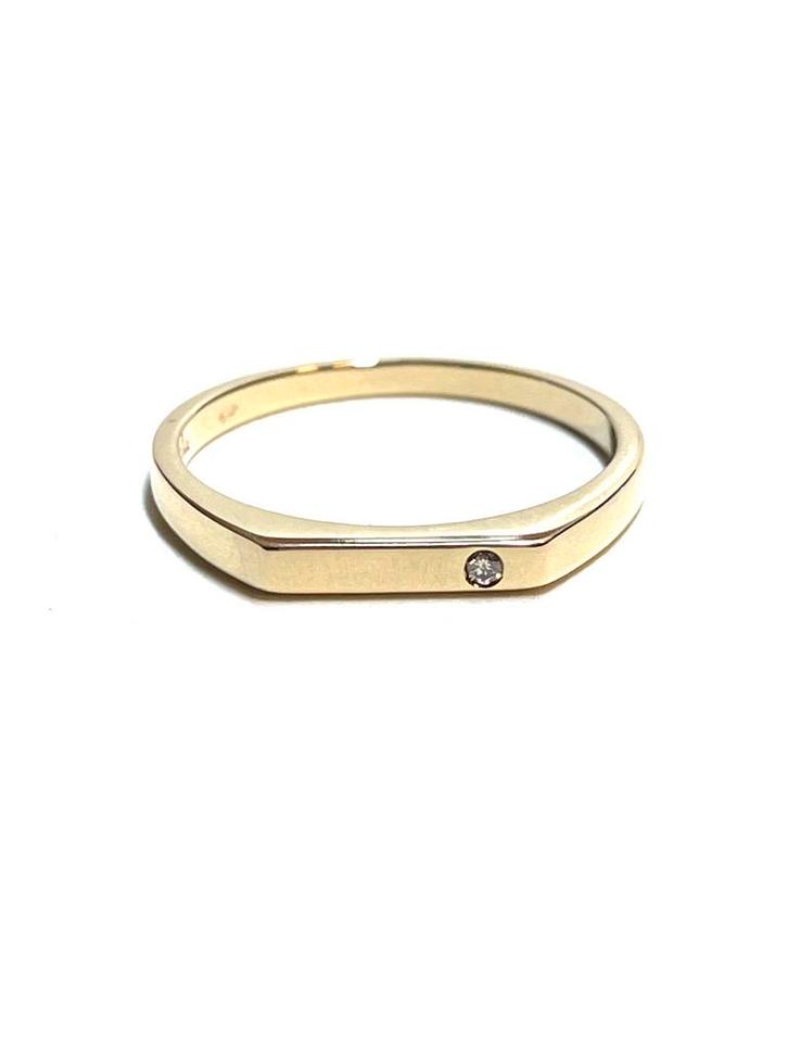 14k gouden ring met een diamant, Sieraden, Tassen en Uiterlijk, Ringen, Zo goed als nieuw, Dame, 17 tot 18, Goud, Goud, Met edelsteen