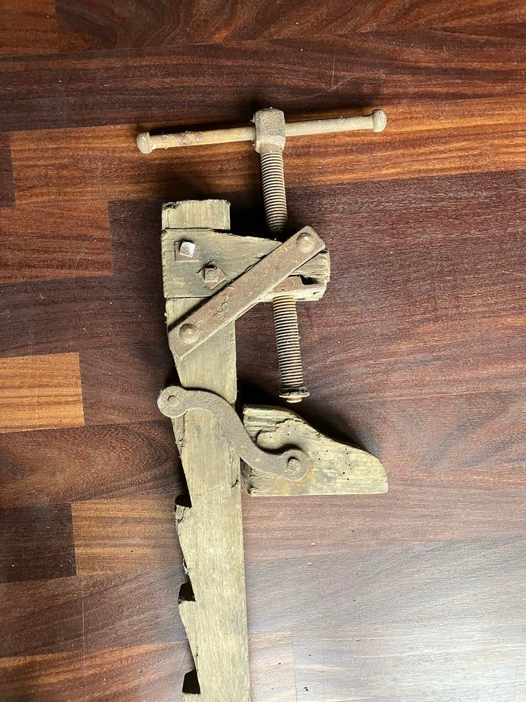 Oude houten lijmklem - 100cm, Antiek en Kunst, Antiek | Gereedschap en Instrumenten, Ophalen