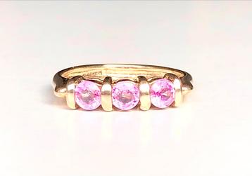 Gouden vintage ring saffier roze maat 17