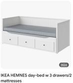 IKEA HEMNES daybed met 3 lades, Ophalen, Wit, Tweepersoons, Zo goed als nieuw