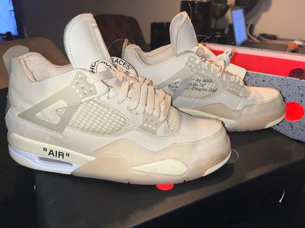 Nike Air Jordan 4 Off White sail - Maat 43, Kleding | Heren, Schoenen, Ophalen of Verzenden, Zo goed als nieuw, Wit, Sneakers of Gympen