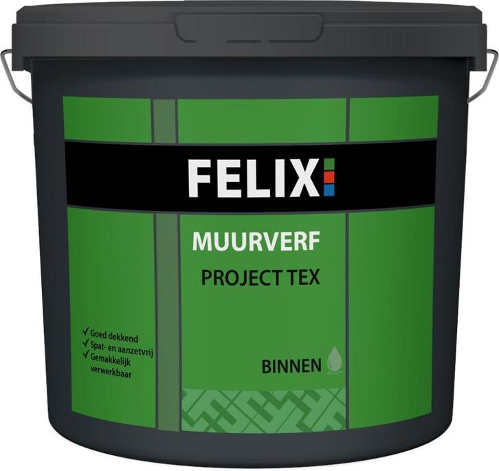 Felix muurverf emmers van 10 Liter, diverse kleuren, Doe-het-zelf en Verbouw, Verf, Beits en Lak, Nieuw, Verf, 10 tot 15 liter
