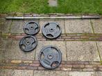 Hastings Rubberen Schijven 2x 20kg 2x 10kg en Halterstang, Sport en Fitness, Fitnessmaterialen, Ophalen, Gebruikt, Halterstangen