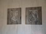 Set van twee wanddecoraties hout/beton sober style, Ophalen