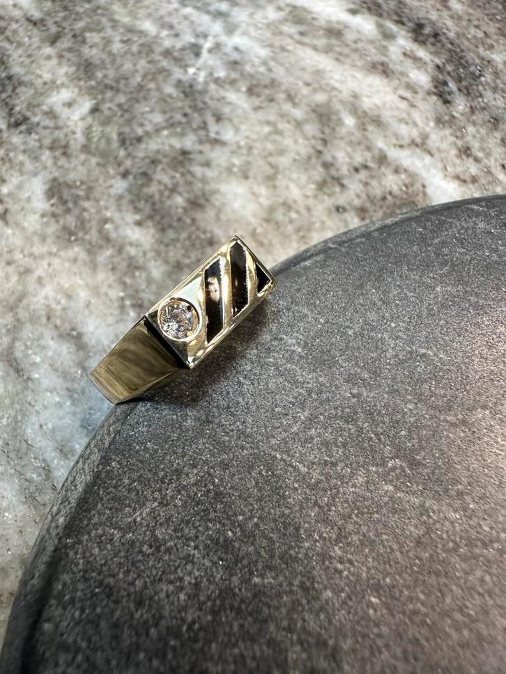 14k Gouden Pinkring, Sieraden, Tassen en Uiterlijk, Ringen, Nieuw, Dame of Heer, 19 tot 20, Goud, Met edelsteen, Ophalen of Verzenden