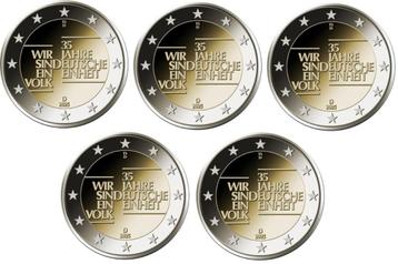 5x 2 Euro Duitsland 2025 ADFGJ - Duitse Eenheid - UNC - VVK beschikbaar voor biedingen