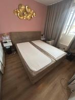 Boxspring taupe 180x210, Ophalen, Gebruikt, Overige kleuren, 210 cm