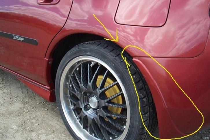 Gevraagd setje mudguards achterbumper MAZDA 323f BA  94/99, Auto diversen, Tuning en Styling, Ophalen of Verzenden