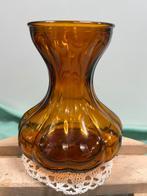 Vintage hyacint vaas garlic knoflook amberkleur Leerdam glas, Antiek en Kunst, Ophalen of Verzenden