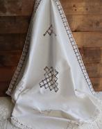 Antiek handgeweven linnen tafelkleed hardanger borduur izgst, Ophalen of Verzenden
