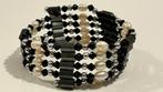 Magnetische zwart-witte halsketting / armband, Sieraden, Tassen en Uiterlijk, Kettingen, Ophalen of Verzenden, Nieuw, Zwart, Overige materialen