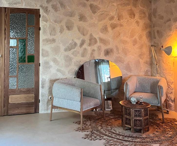 2x Tekou Fauteuils - La Redoute - Grijs mêlee polyester, Huis en Inrichting, Fauteuils, Gebruikt, Stof, 75 tot 100 cm, Ophalen