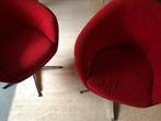 2 rode retro style draaistoelen, Huis en Inrichting, Fauteuils, Ophalen, Gebruikt, Stof