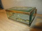 Vintage glazen juwelendoosje sieradendoosje, Antiek en Kunst, Ophalen of Verzenden