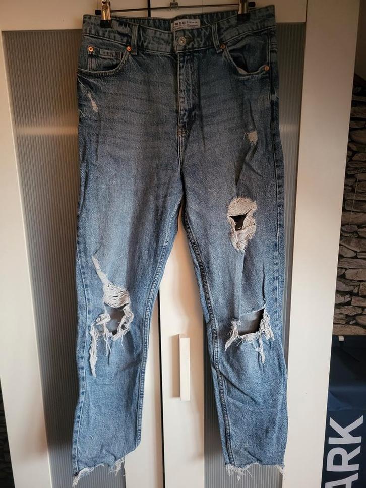 Primark Denim Co. Gescheurde Jeans, Kleding | Dames, Spijkerbroeken en Jeans, Gedragen, W33 - W36 (confectie 42/44), Blauw, Ophalen of Verzenden