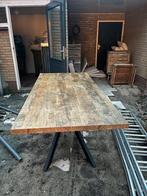 Mangohouten tafel en bijbehorende salontafel, Ophalen, Overige materialen, 100 tot 150 cm, Mangohout, industrieel