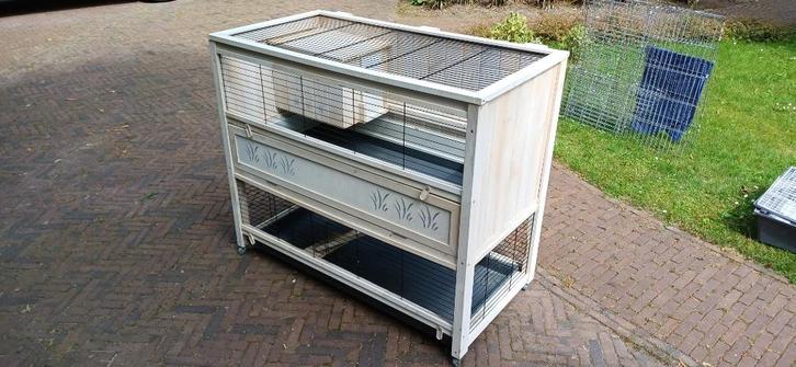 Ferplast konijnenhok of caviahok cottage + buitenren, Dieren en Toebehoren, Knaagdieren en Konijnen | Hokken en Kooien, Gebruikt