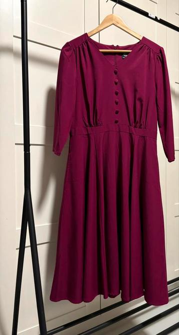 Top Vintage jurk metk Hearts & Roses paars maat 40 beschikbaar voor biedingen