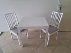 tafel (uittrekbaar) met bijpassende stoelen (wit), Huis en Inrichting, Tafels | Eettafels, 50 tot 100 cm, 100 tot 150 cm, Grenenhout